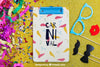 Carnival Mockup With Clipboard And Different Elements Psd