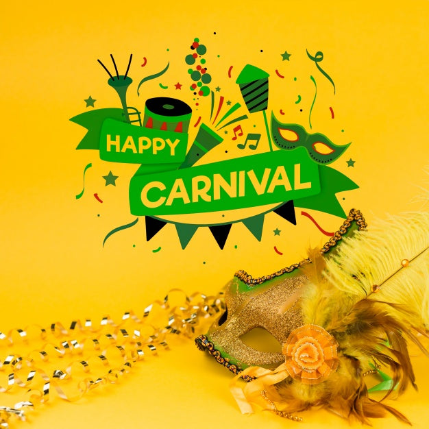 Carnival Mockup With Image Of Mask Psd