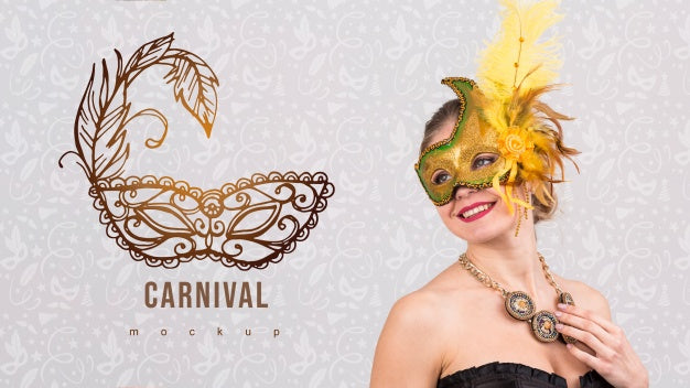 Carnival Mockup With Image Of Woman Psd