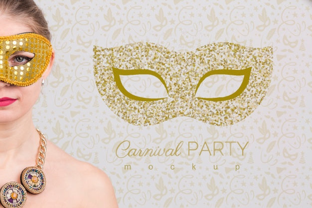 Carnival Mockup With Image Of Woman Psd