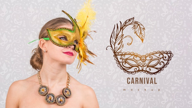 Carnival Mockup With Image Of Woman Psd