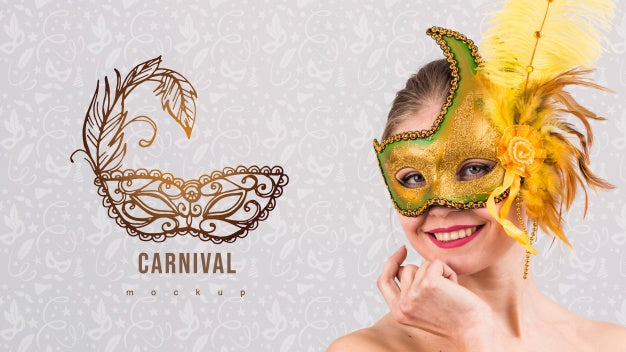 Carnival Mockup With Image Of Woman Psd