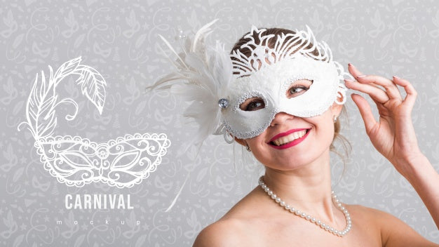 Carnival Mockup With Image Of Woman Psd