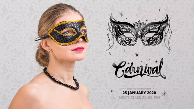 Carnival Mockup With Image Of Woman Psd
