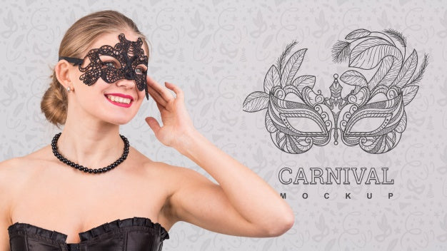 Carnival Mockup With Image Of Woman Psd