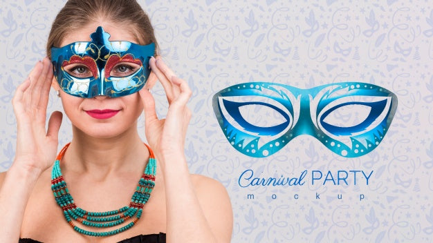 Carnival Mockup With Image Of Woman Psd
