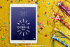 Carnival Mockup With Tablet And Confetti Psd