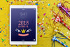 Carnival Mockup With Tablet On Left Psd