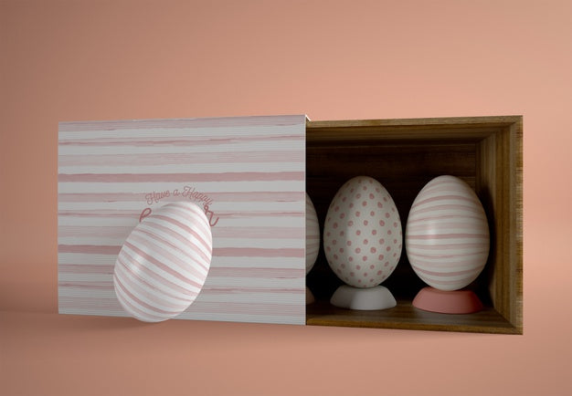Cartoon Box Half Opened With Eggs Psd