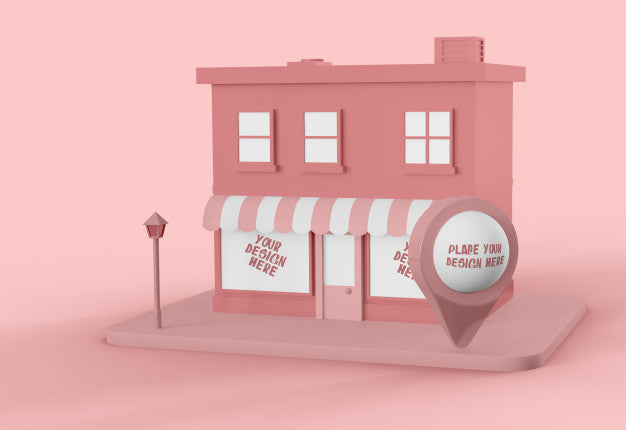 Cartoon City With Map Pointer Mockup Psd