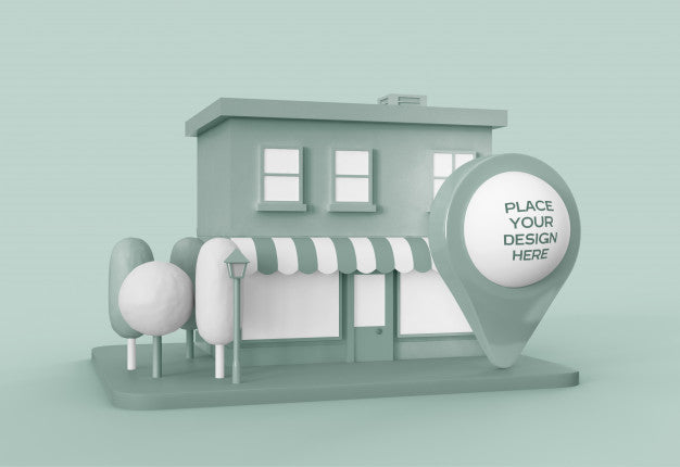 Cartoon City With Map Pointer Mockup Psd