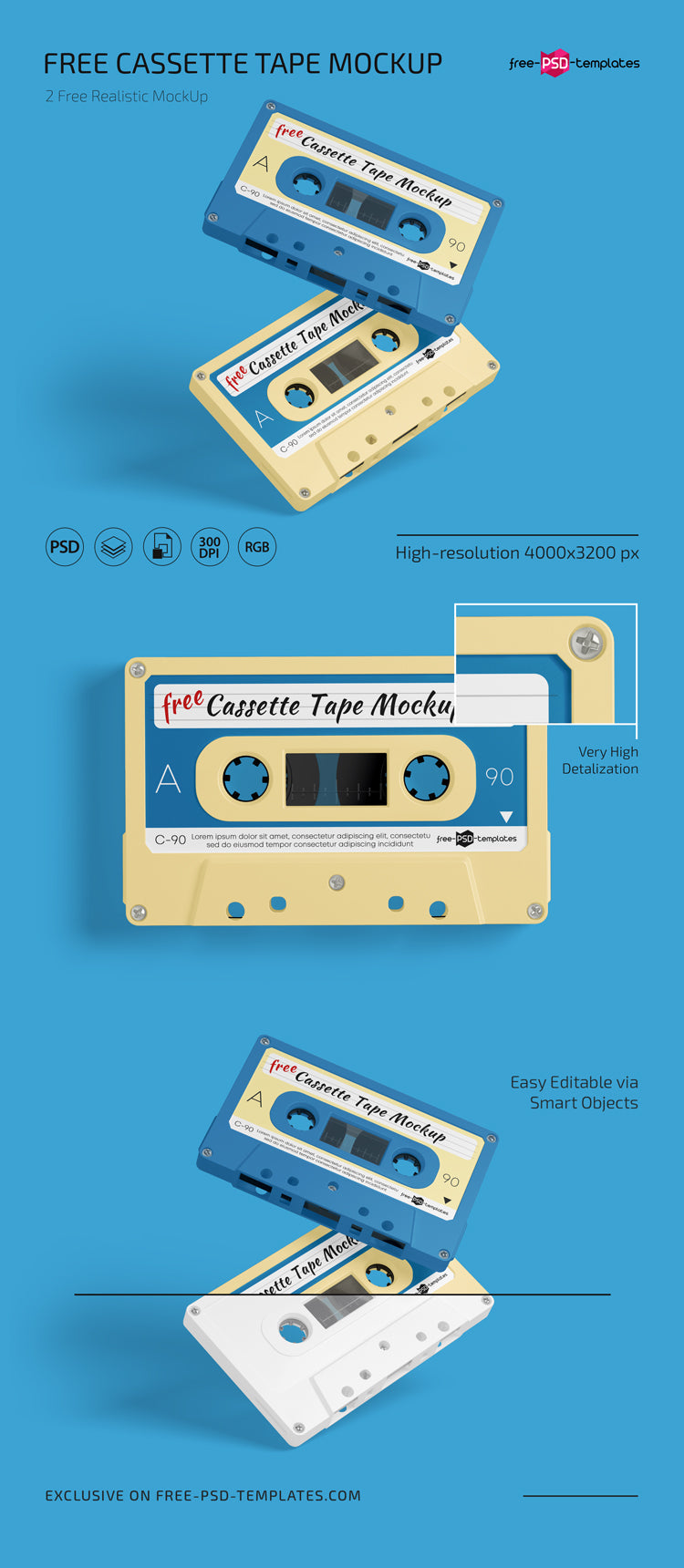 Cassette Tape Mockups In Psd