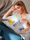 Casual Dressed Woman Reading A Mock Up Magazine Psd