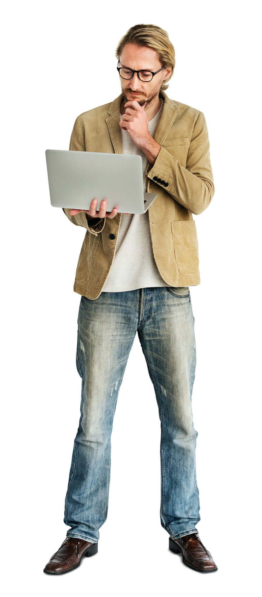 Casual Man Using His Laptop
