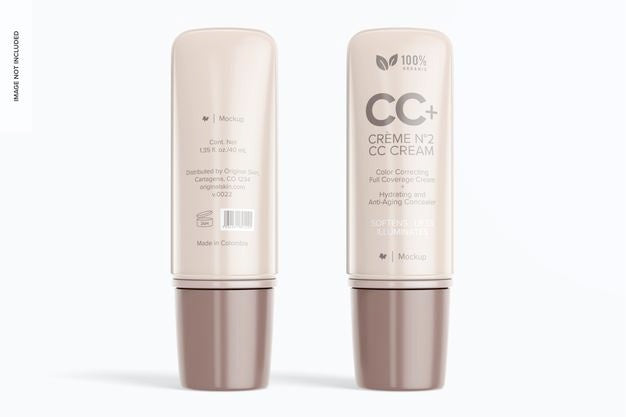 Cc Cream Bottles Mockup, Vista Frontal Psd
