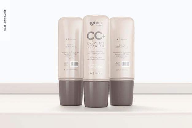 Cc Cream Bottles Set Mockup Psd