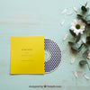 Cd Mockup And Flower Psd