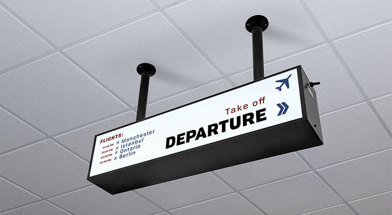 Ceiling Mounted Backlit Board Mockup Psd