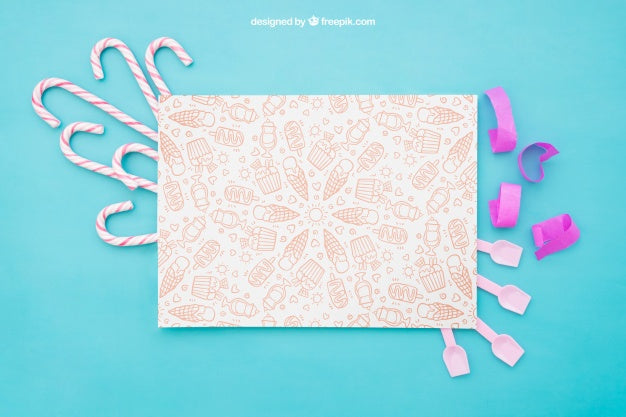 Celebration Composition With Paper And Candy Canes Psd