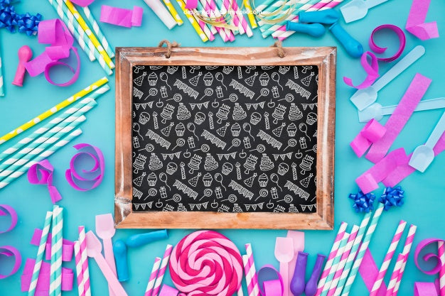 Celebration Composition With Slate And Party Elements Psd