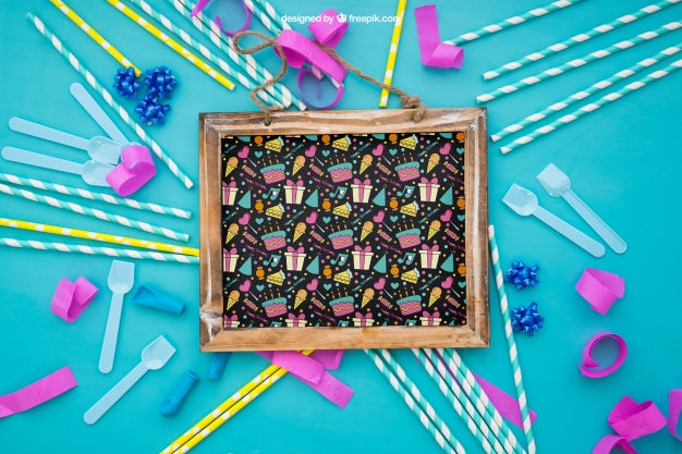 Celebration Composition With Slate Psd