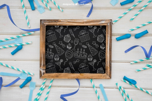 Celebration Decoration With Slate And Sticks Psd