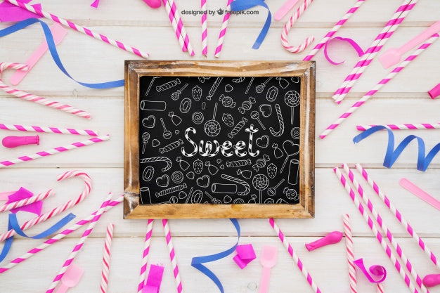 Celebration Mockup With Slate In Middle Psd