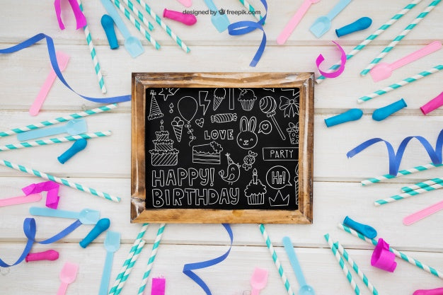 Celebration Mockup With Slate Psd