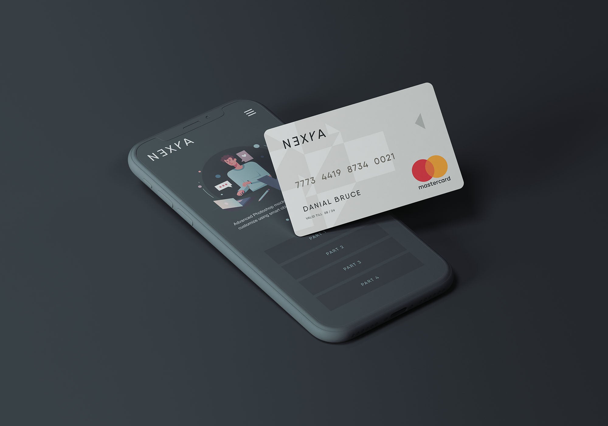 Cell Phone With Credit Card Mockup