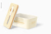 Ceramic Butter Dish With Bamboo Lid Mockup, Opened Psd