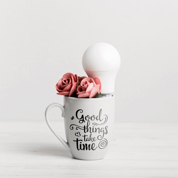 Ceramic Cup With Motivational Quote Psd