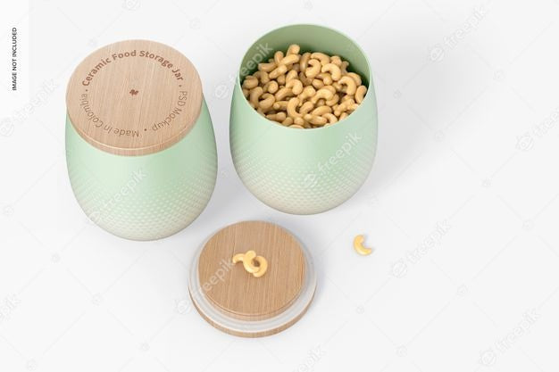 Ceramic Food Storage Jars Mockup, Opened And Closed Psd