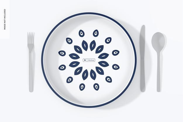 Ceramic Large Plate Mockup, Top View Psd