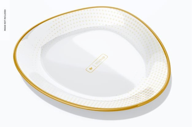 Ceramic Luxury Plate Mockup, Perspective Psd