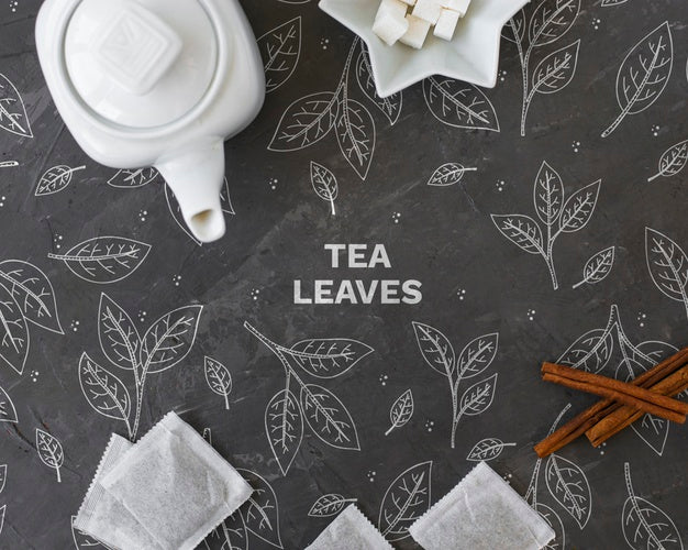 Ceramic Tea Pot With Tea Bags Psd