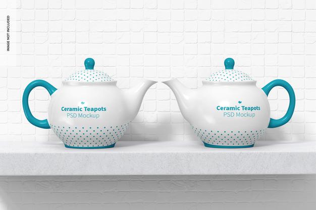 Ceramic Teapots Mockup Psd