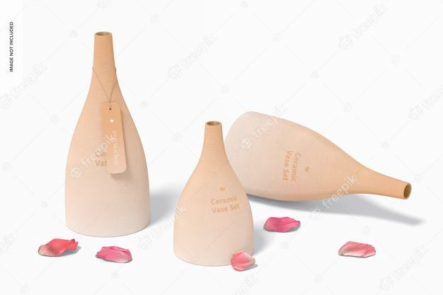 Ceramic Vase Set Mockup, Dropped Psd