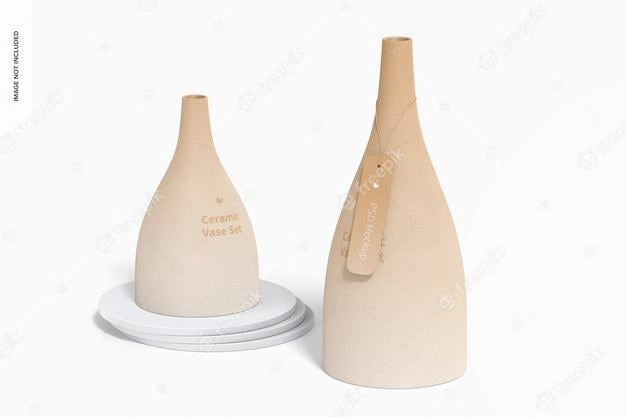 Ceramic Vase Set Mockup, Perspective Psd