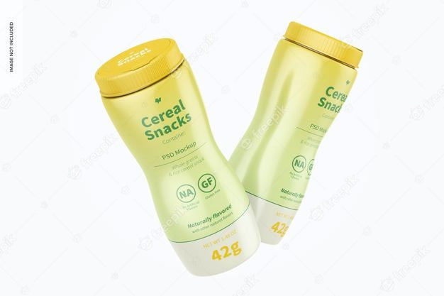 Cereal Snacks Bottle Mockup, Falling Psd