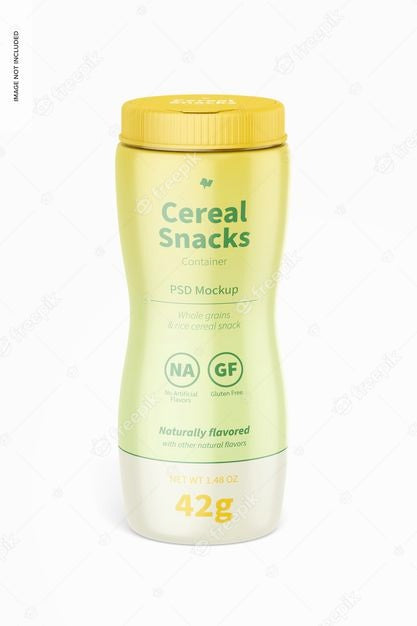Cereal Snacks Bottle Mockup, Front View Psd