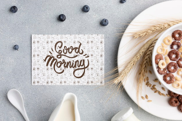 Cereals And Milk Breakfast At Home Psd