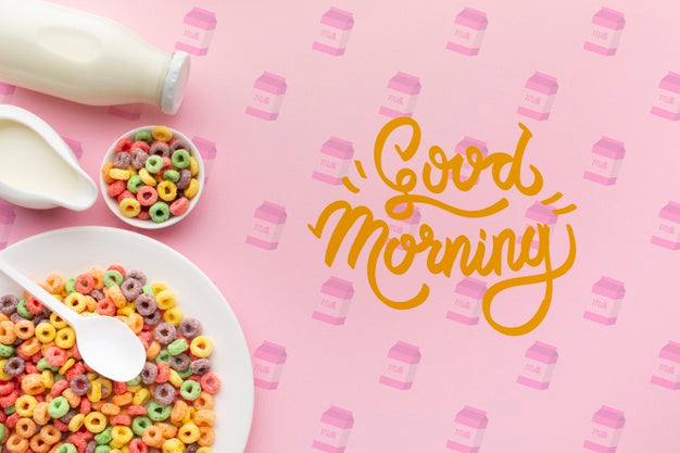 Cereals And Milk For A Healthy Breakfast Psd