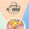 Cereals With Milk And Good Morning Message Mock Up Psd