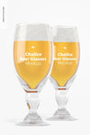 Chalice Beer Glasses Mockup, Front View Psd
