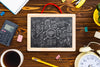 Chalkboard And Stationery In Office Psd