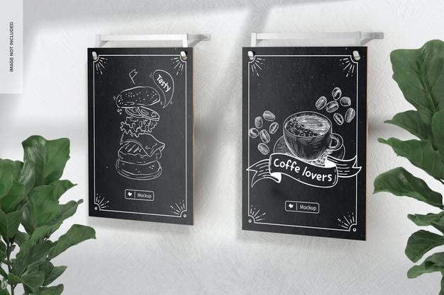 Chalkboard Café Menu Mockup, Right View Psd