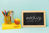 Chalkboard Frame And Apple With Mock-Up Psd