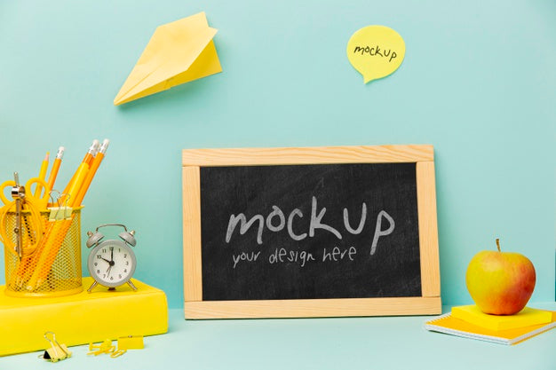 Chalkboard Frame And Apple With Mock-Up Psd