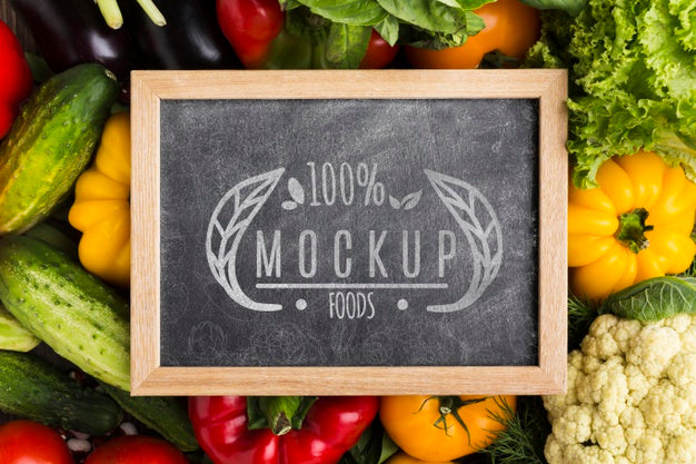 Chalkboard Locally Grown Veggies Mock-Up Psd