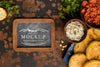 Chalkboard Mock-Up And Delicious Food Psd